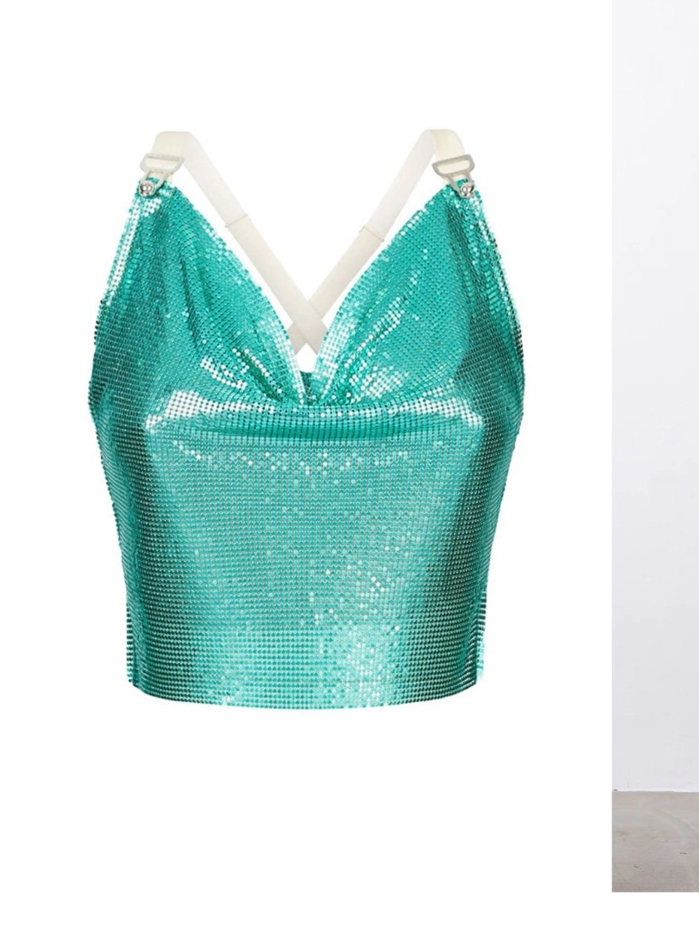 Poster girl Bambi Rhinestone Mesh Crop Top with Orange Straps - Picture 3 of 7